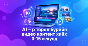 AI - р төрөл бүрийн видео контент хийх 0-15 секунд →