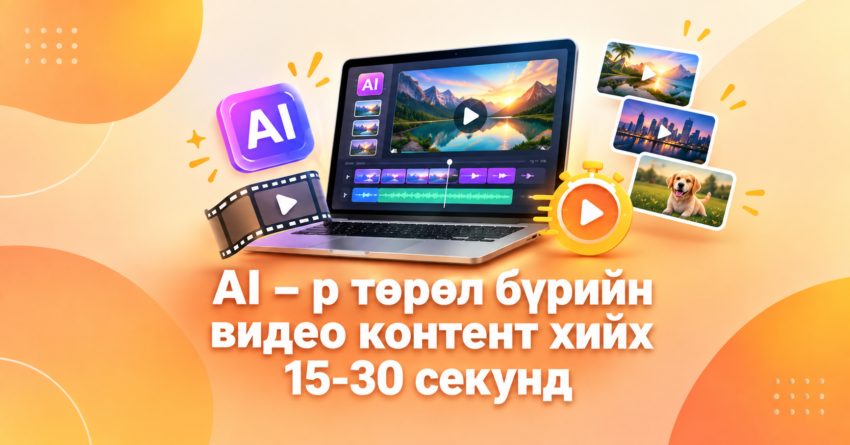 AI - р төрөл бүрийн видео контент хийх 15-30 секунд →